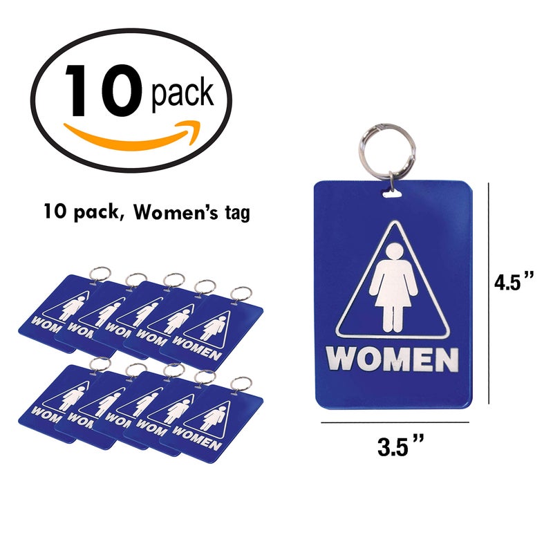 Lucky Line - Women's Restroom Pass Key Tag, Plastic with Split Key Ring Keychain Identifier for Restaurant, Office, Gas Station, 10 Per Pack (53000), Women - Pack of 10, 3.5*4.5 inches - Image 4